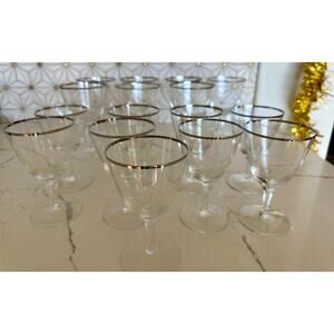 Vintage Silver-Rimmed Wine Glasses – 1‎ of 7 Tall Wine Glasses
